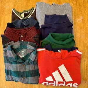 {Lot 8} Boys 10/12 Long Sleeve Shirts Sweaters Hoodies Turtle ADIDAS NIKE+